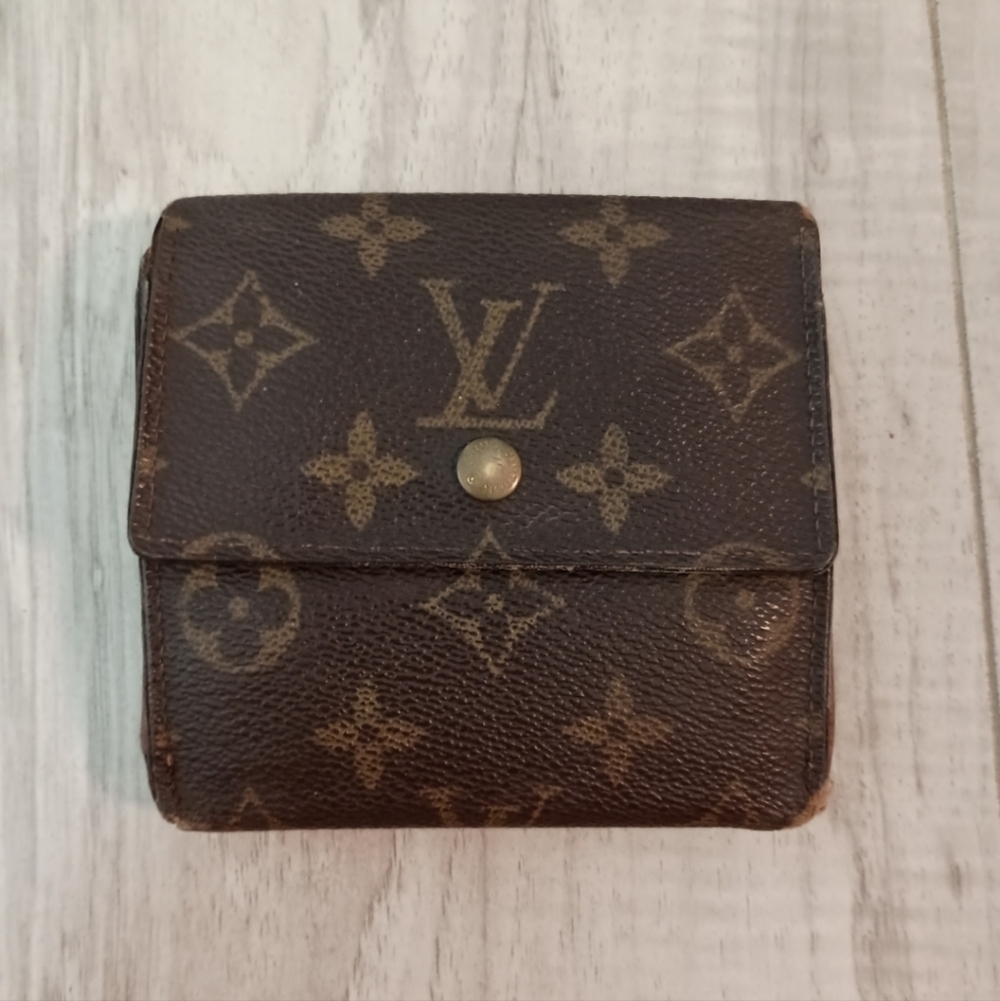 LOUIS VUITTON W Hook Wallet Monogram Beige Monogram Canvas Authentic
